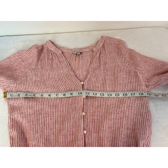 Rails White Red Marti Scarlet Linen Blend Striped Split Neck Womens Blouse Top M - Picture 5 of 6